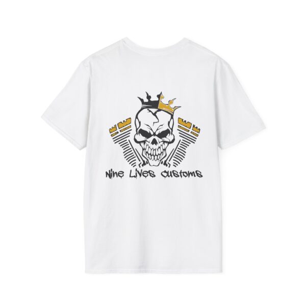 Nine Lives Skull back Unisex Softstyle T-Shirt - Image 6